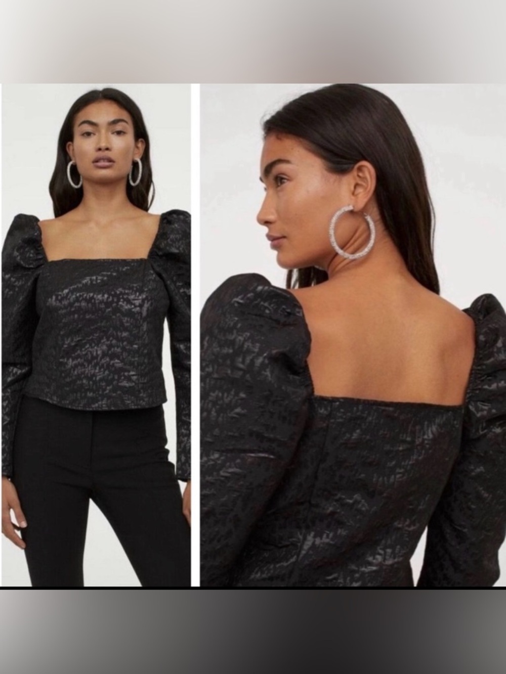 H&M Puff Sleeve Long Sleeve Top NWOT